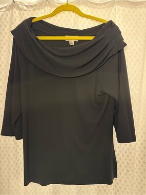talbots black boat neck elbow sleeve top